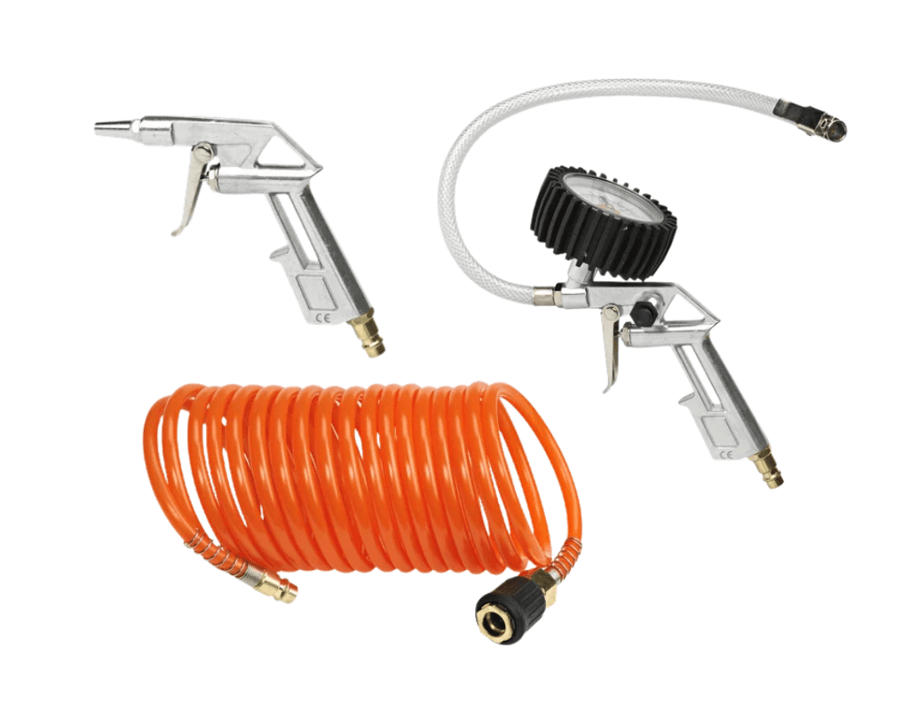 Meec Tools oljefri tryckluftskompressor på 6 liter med slang i Toolys smarta skåp i Iso Omena, Esbo – 3