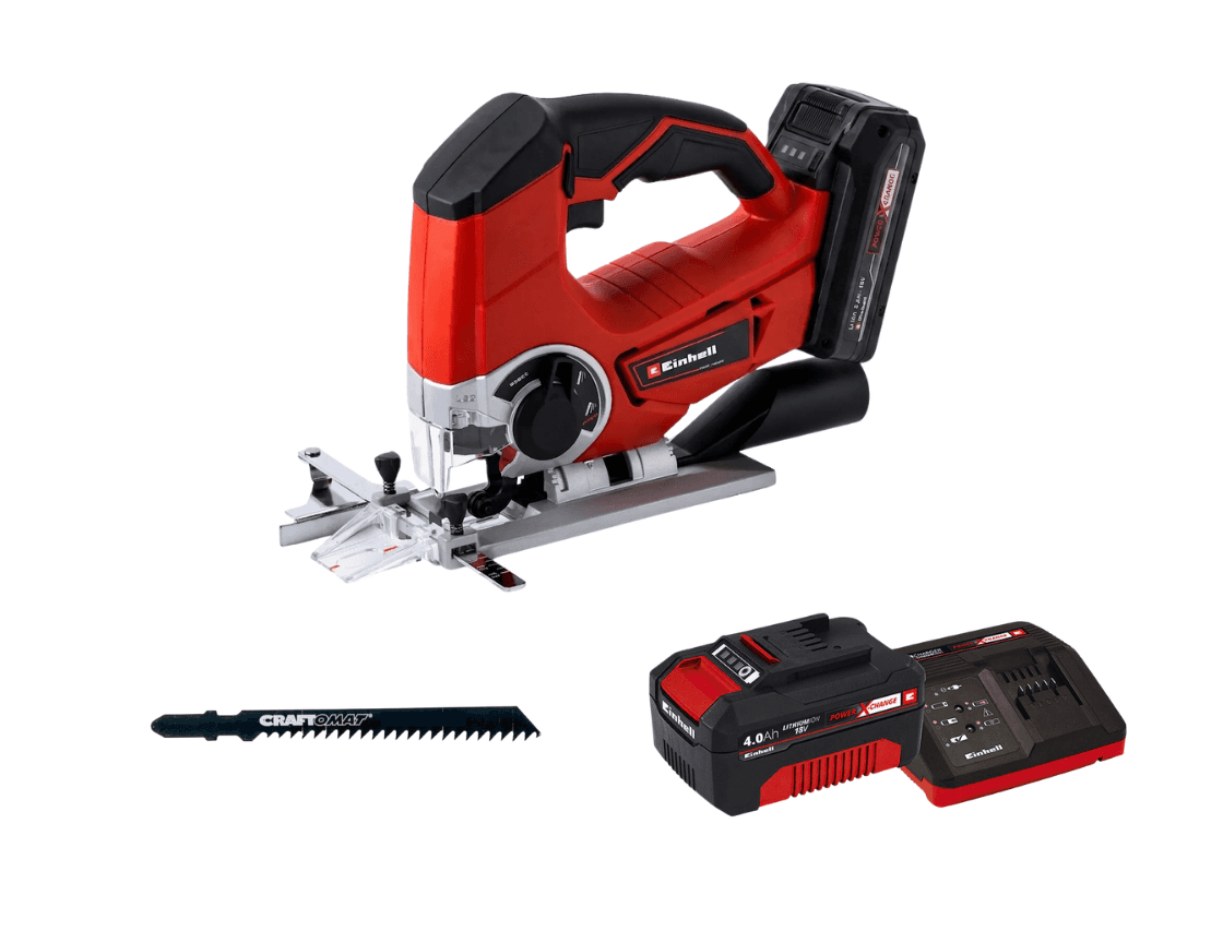 Einhell sladdlös sticksåg i väska i Toolys smarta skåp i Iso Omena, Esbo