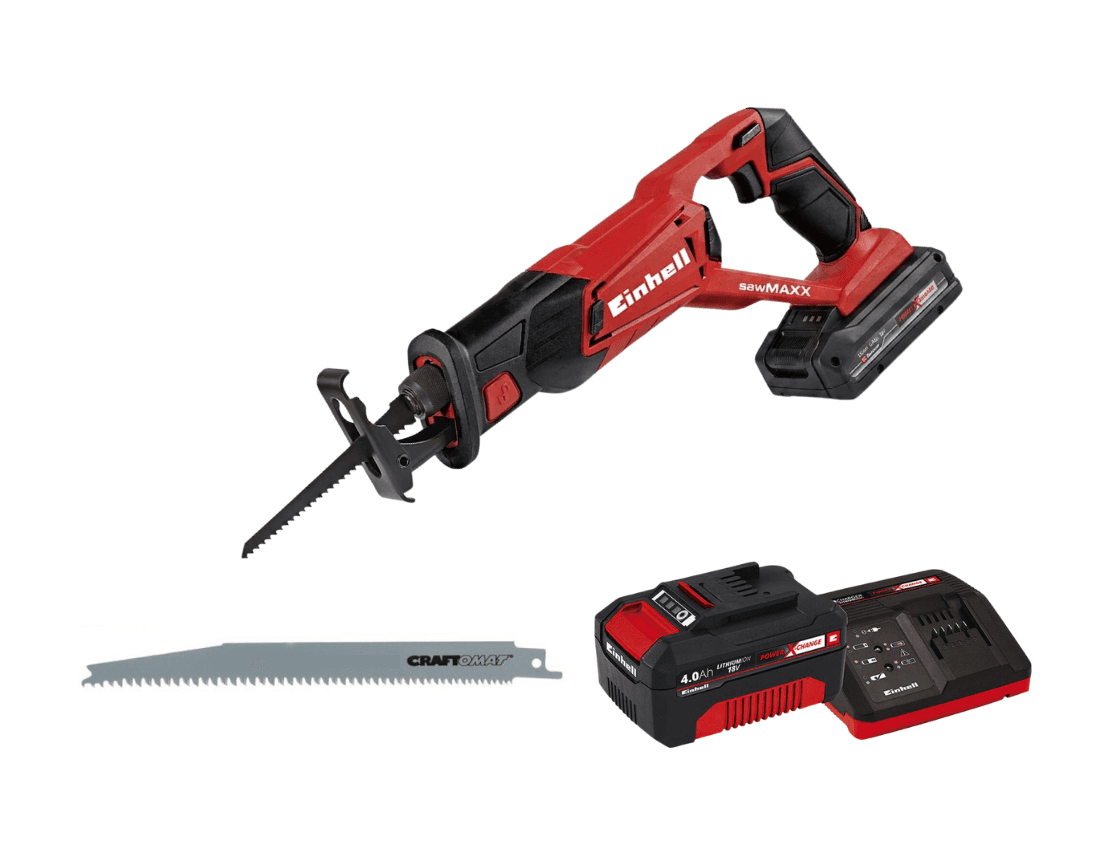 Einhell sladdlös tigersåg i väska i Toolys smarta skåp i Iso Omena, Esbo